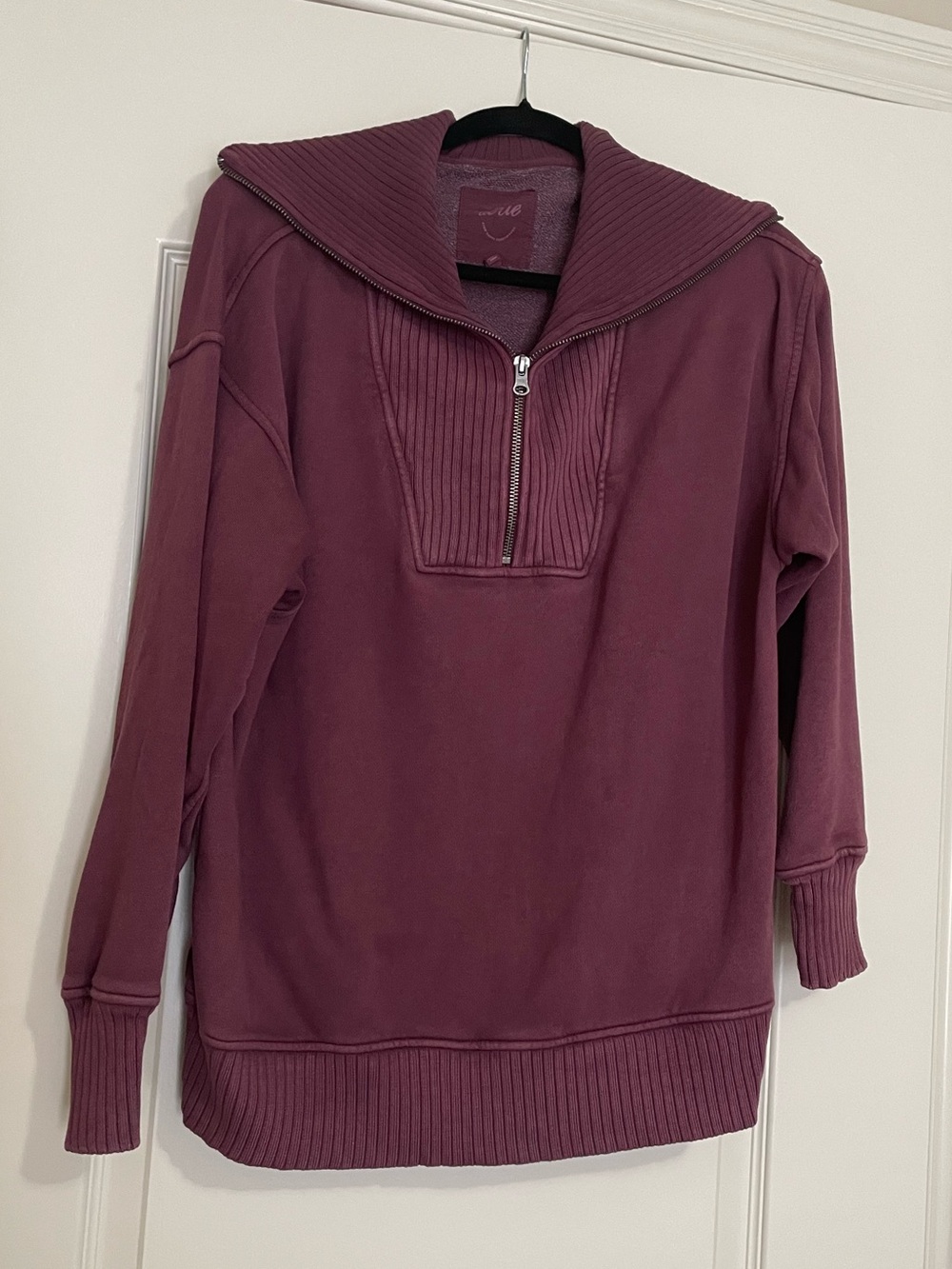 Aerie Down to Earth Quarter Zip Sweatshirt Pullover Plum Purple
